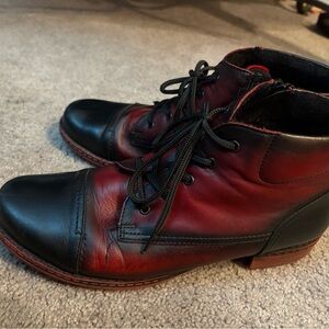 Remonte Black and Red Ankle Boots